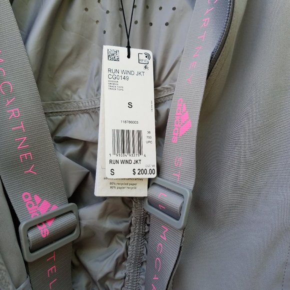 ADIDAS by Stella McCartney RUN WIND gray jacket -Women's Size Small - Picture 5 of 16